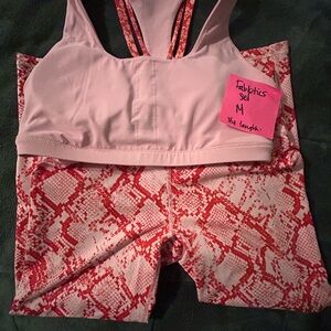 Fabletics Pink and Red Snake Print Leggings